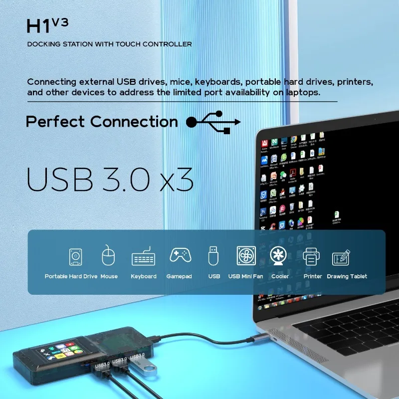 멀티포트 타입-C 도킹 스테이션(HDMI, USB 허브 포함, 노트북용)