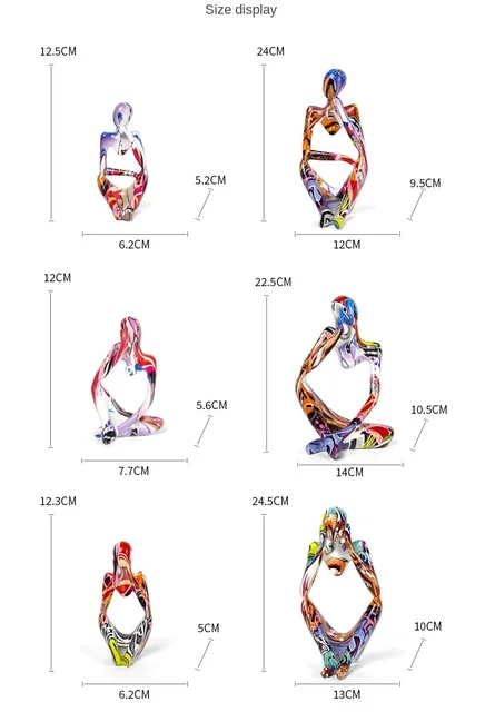 Scultura Pensatore Moderna In Resina - Decorazione Astratta Colorata Per Casa E Ufficio - Foto 7