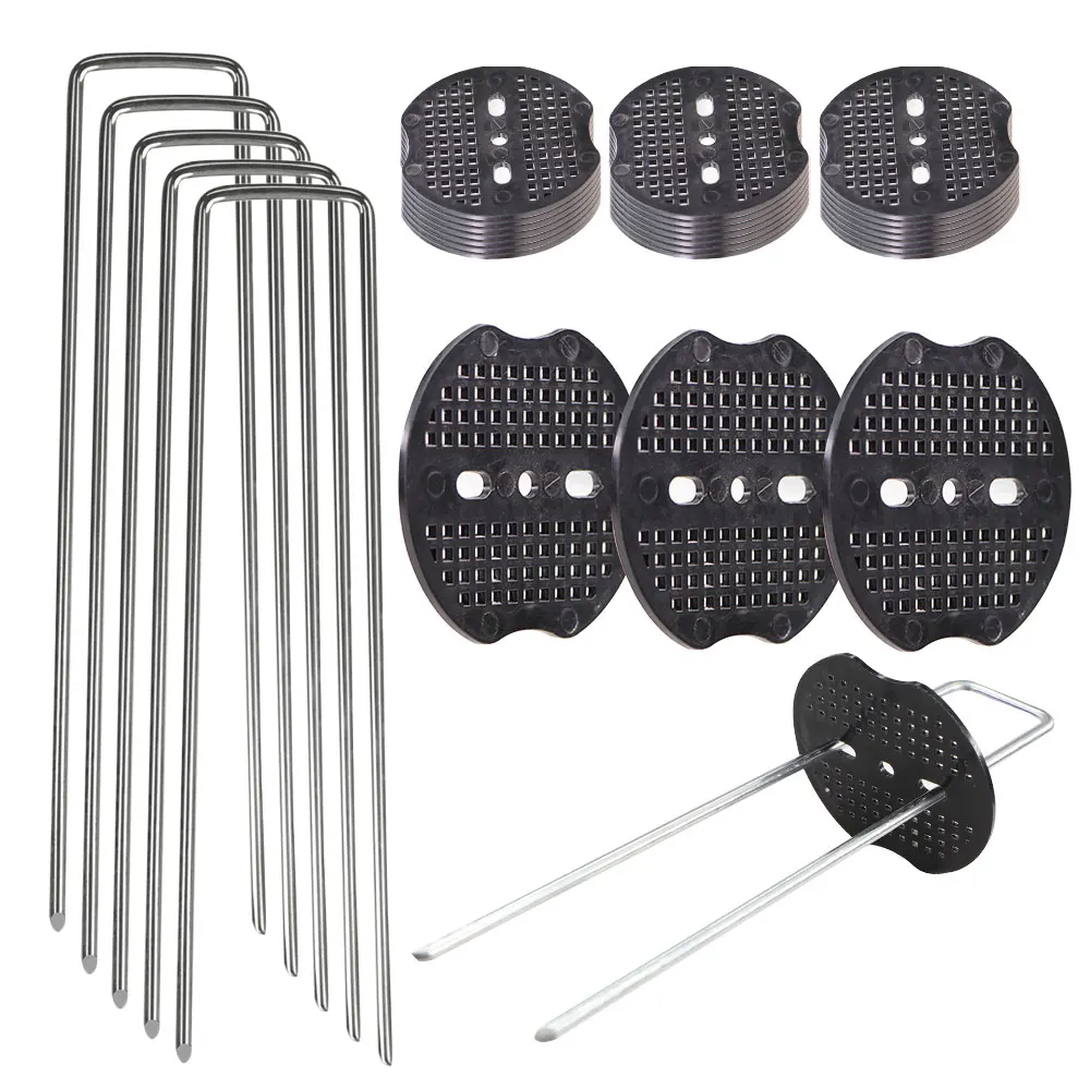 Galvanized Landscape Staples U shaped Anti-Rust Garden Stakes and Gasket for Drip Hose Yard Lawn Turf Tents Fences Ground Nail