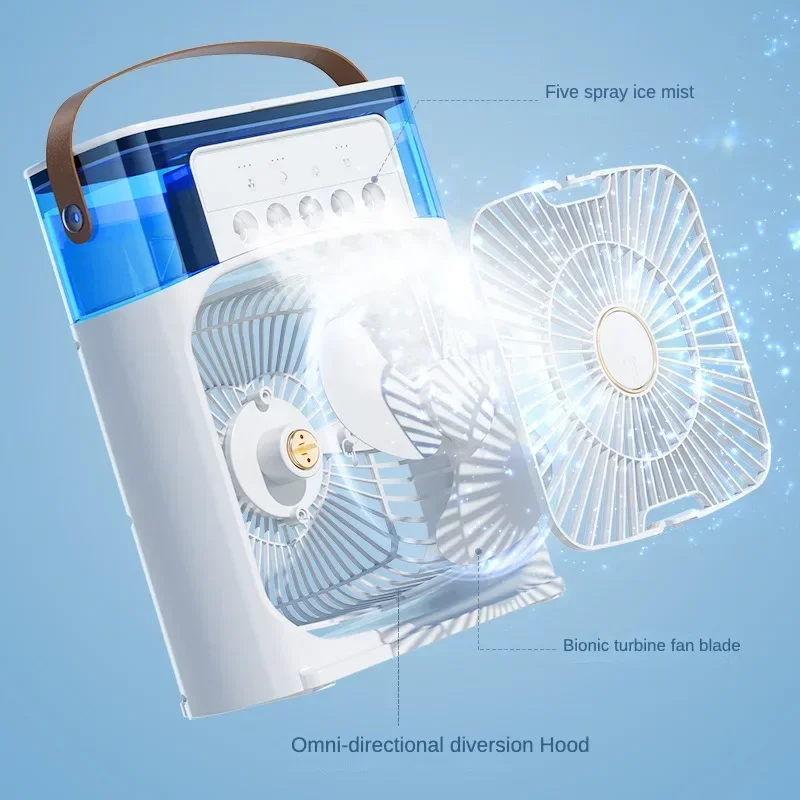 

Mini Air Conditioner Air Conditioner Humidifier Portable Fan USB Led Bedroom Living Room Office Desk Reservoir 600ml Handle