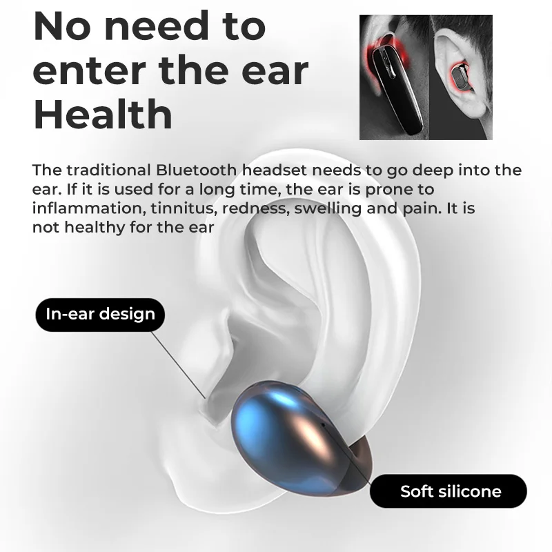 TWS Bluetooth Earphones Ear Clip-on Sports Wireless Headphones