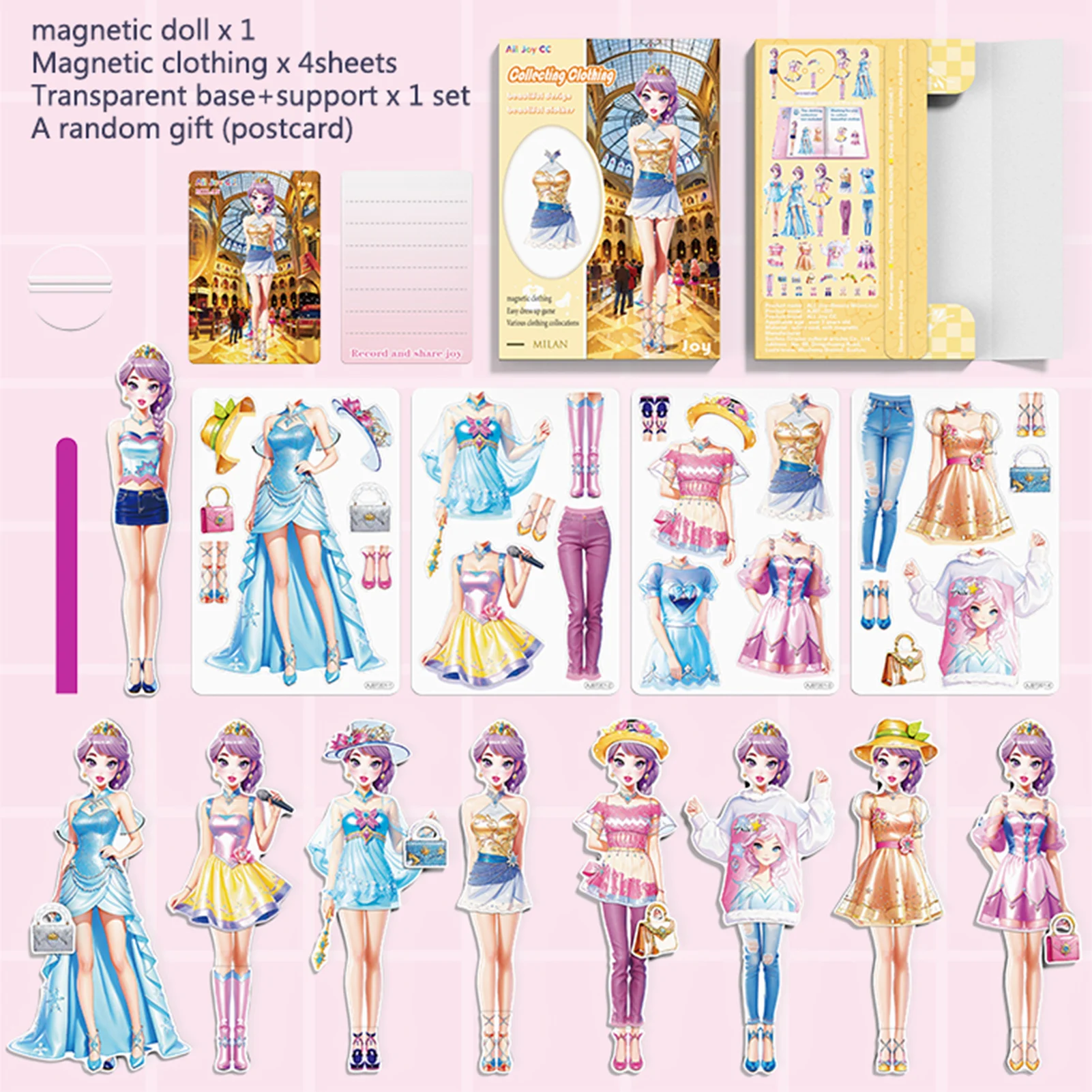 Magnetic Dress Up Stickers Toy Cartoon Clothes Changing Magnetic Stickers Paper Doll Toys for Kids Girls Birthday Christmas