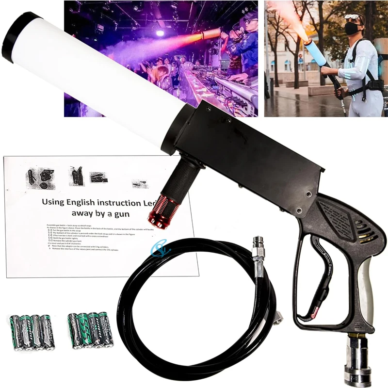 LED CO2 Jet Smoke Machine With RGB Lights – Handheld Stage Effect Fog Cannon For Nightclub, Wedding, DJ Party, Concert & Live Events