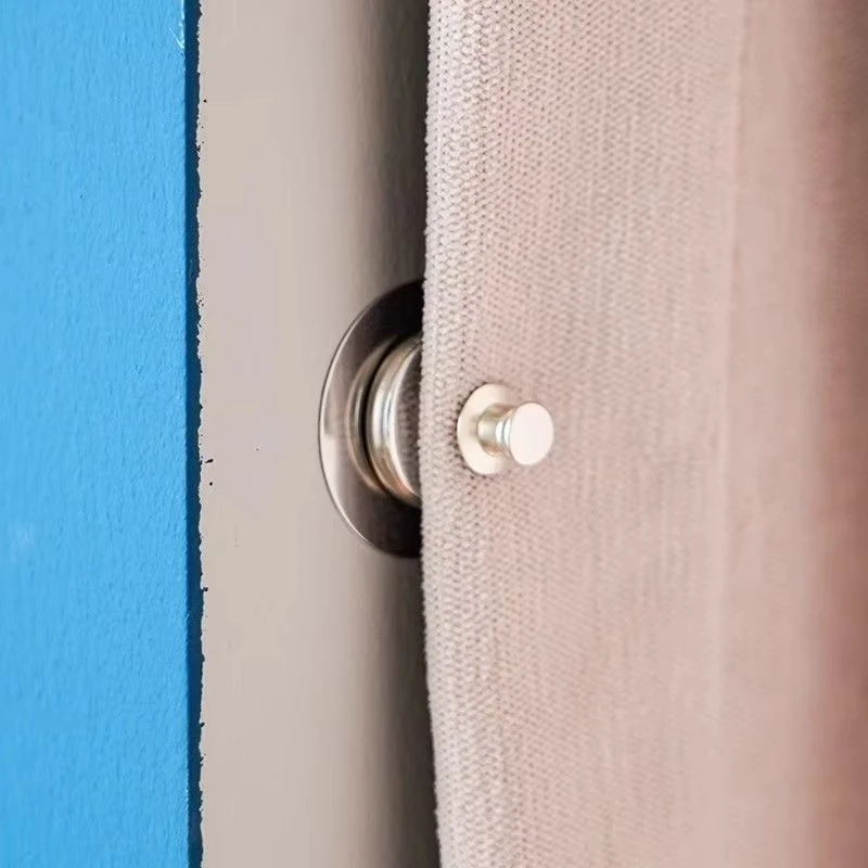 Magnetic Wall-Mounted Curtain Closure Set - Detachable Metal Buckle Fasteners