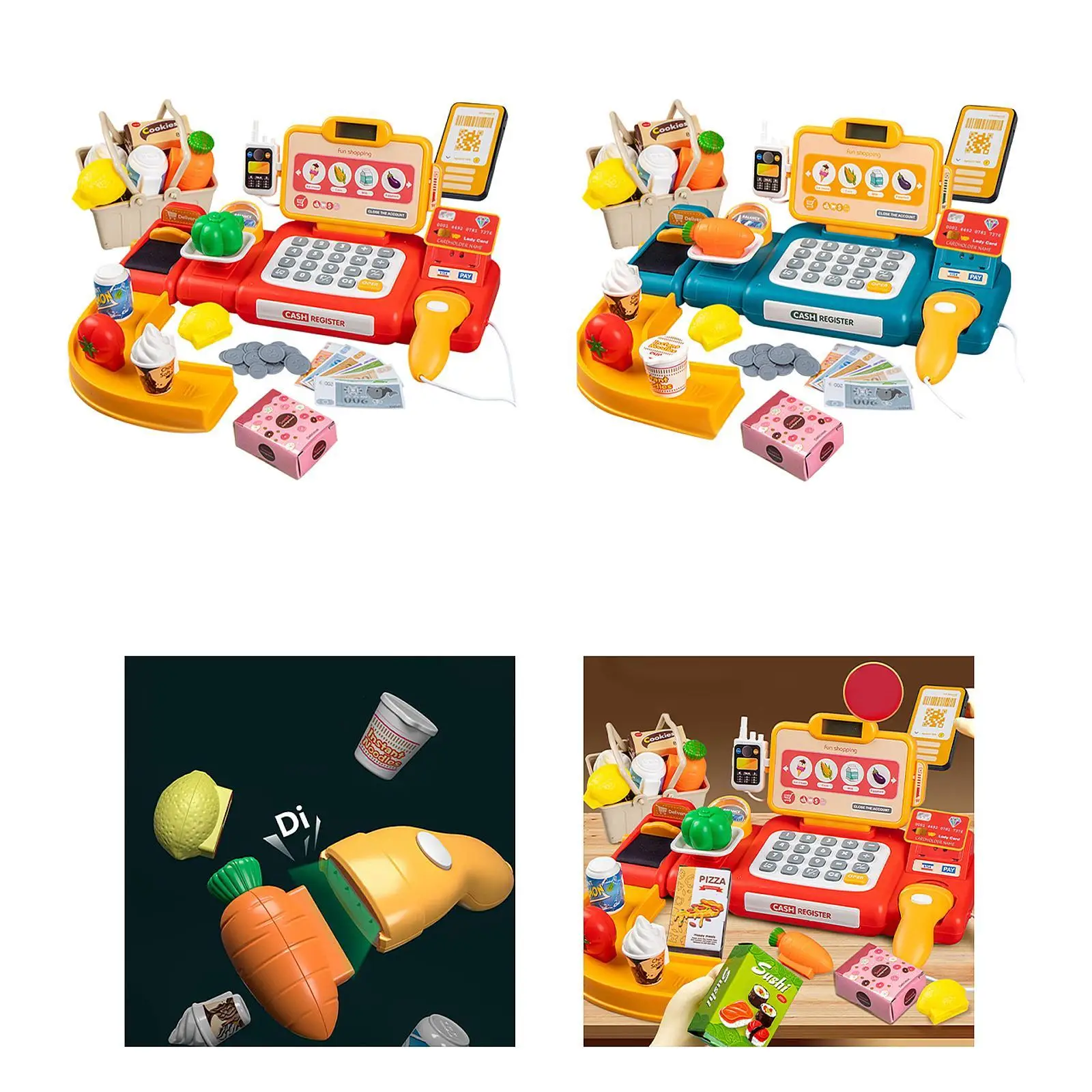 Pretend Play Grocery Supermarket Cashier Playset Pretend Play Store Toy Kid Money Register Toy for Toddlers 3 + Years Old Gifts 3