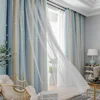 Ahoyikaa Shiny Hollow Stars Double Blackout Curtains Gradient Color Cloth White Sheer Yarn For Living Room Bedroom Decoration 4