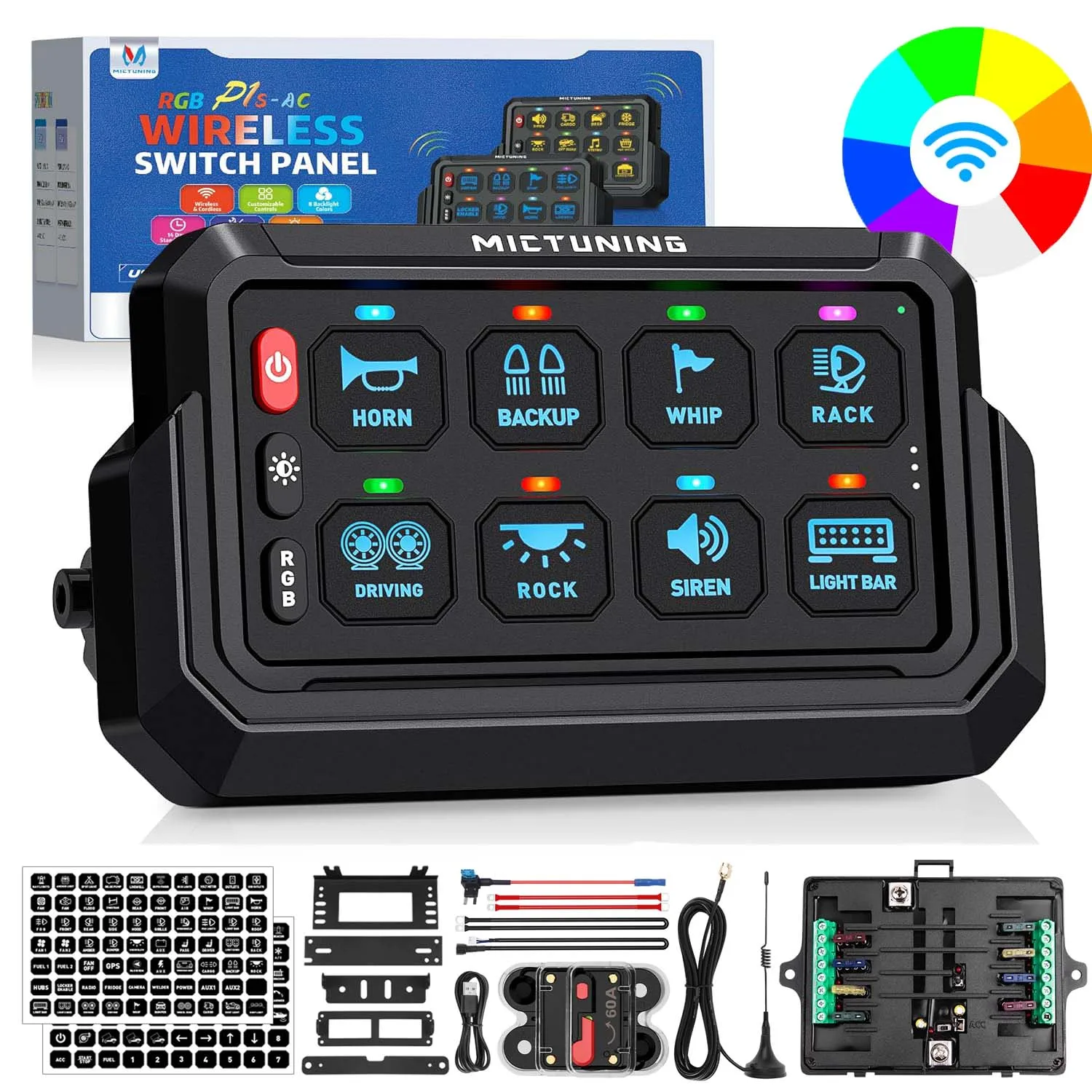 MICTUNING Wireless P1S 8/12 Gang Switch Panel,Wireless Range Up To ...