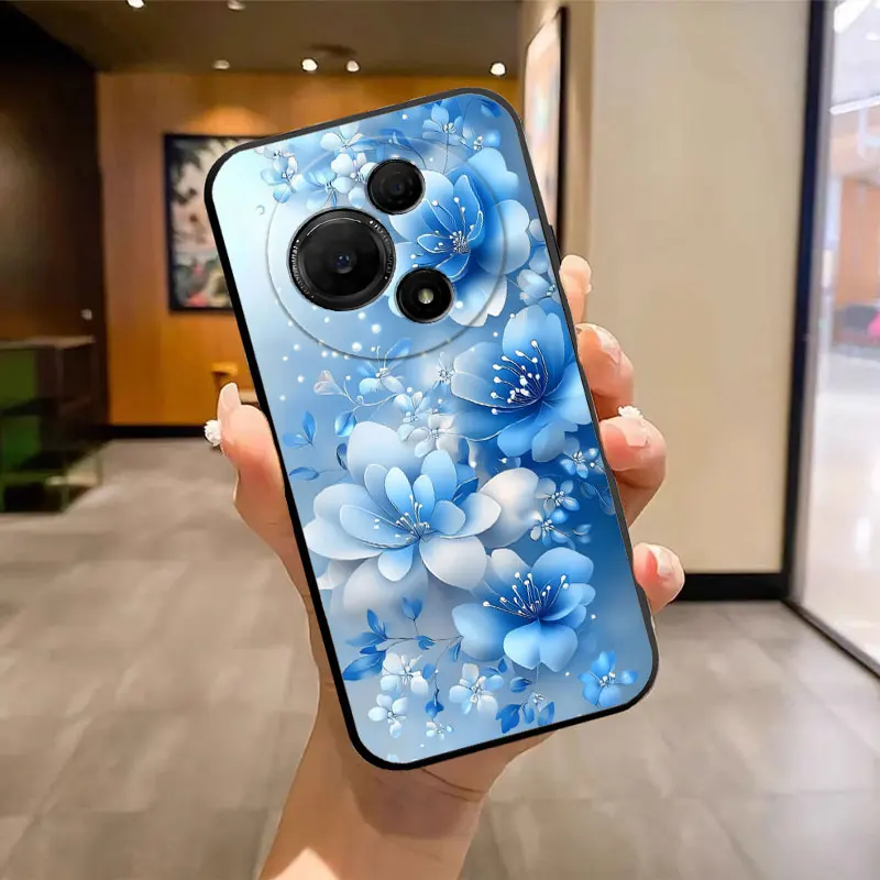 Soft Silicone Bumper Phone Case with Flower Butterfly Marble Design