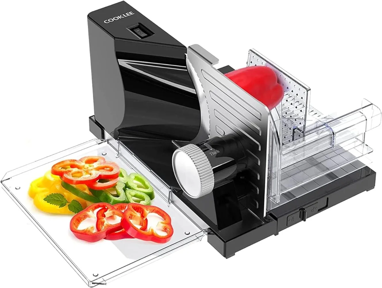 

COOKLEE Meat Slicer Electric Deli Food Slicer, Adjustable Thickness Meat Slicer for Home Use, Child Lock Protection