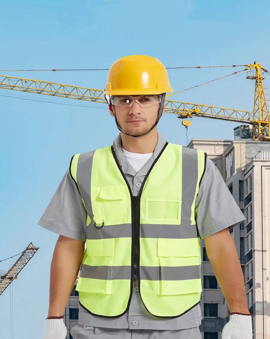 Breathable Reflective Vest Grid Type Multi-pocket for Traffic Railway Coal Miners Builders Running Sports Safety for Reflective Safety Vest