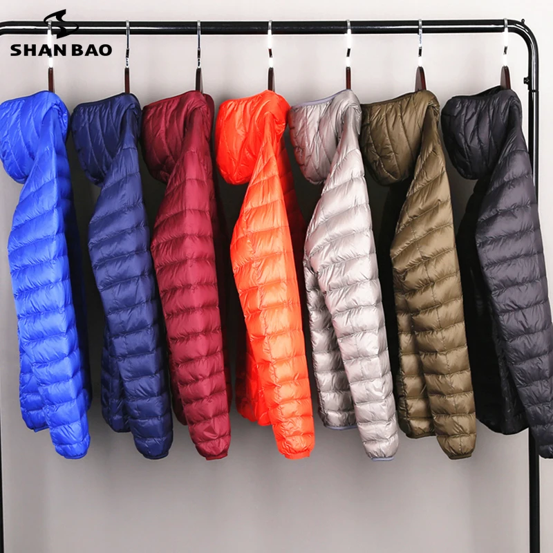 Men hooded lightweight down jacket autumn and winter 90% white duck down warm fashion jacket 8 colors