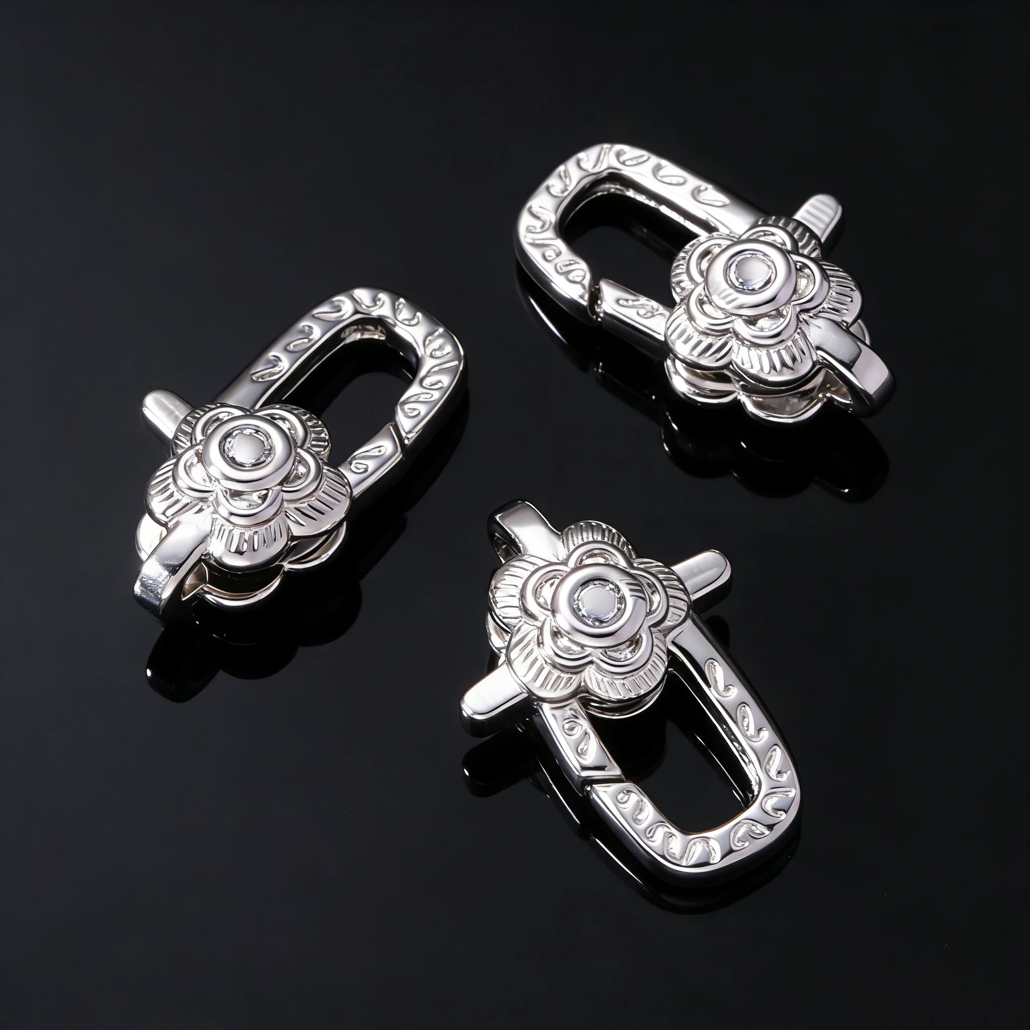 2 Stück 18K vergoldete dekorative Verschlüsse, Blumen-Karabinerverschlüsse für DIY-Armbänder, Halsketten, Schmuckherstellungszubehör – Detail 6