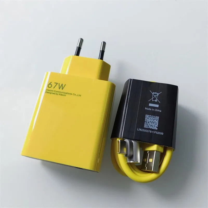 67W Fast Charger EU Plug Turbo Charge Power Wall Adapter 6A Elbow Type C Cable For Xiaomi Redmi K40 Note11Pro Mi 12