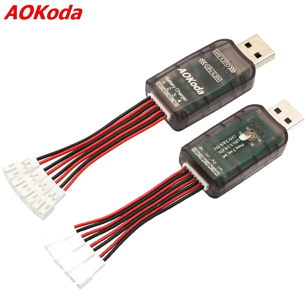 1pcs AOKoda CX405 4CH Micro Multi USB Battery Charger 1S MCPX/JST Lipo LiHV Battery RC Helicopter Airplane Model