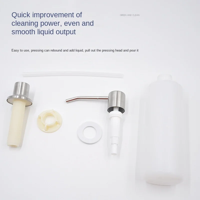 Stainless Steel Head Kitchen Sink Soap Dispenser 300ML ABS Pot Detergent Liquid Soap Lotion