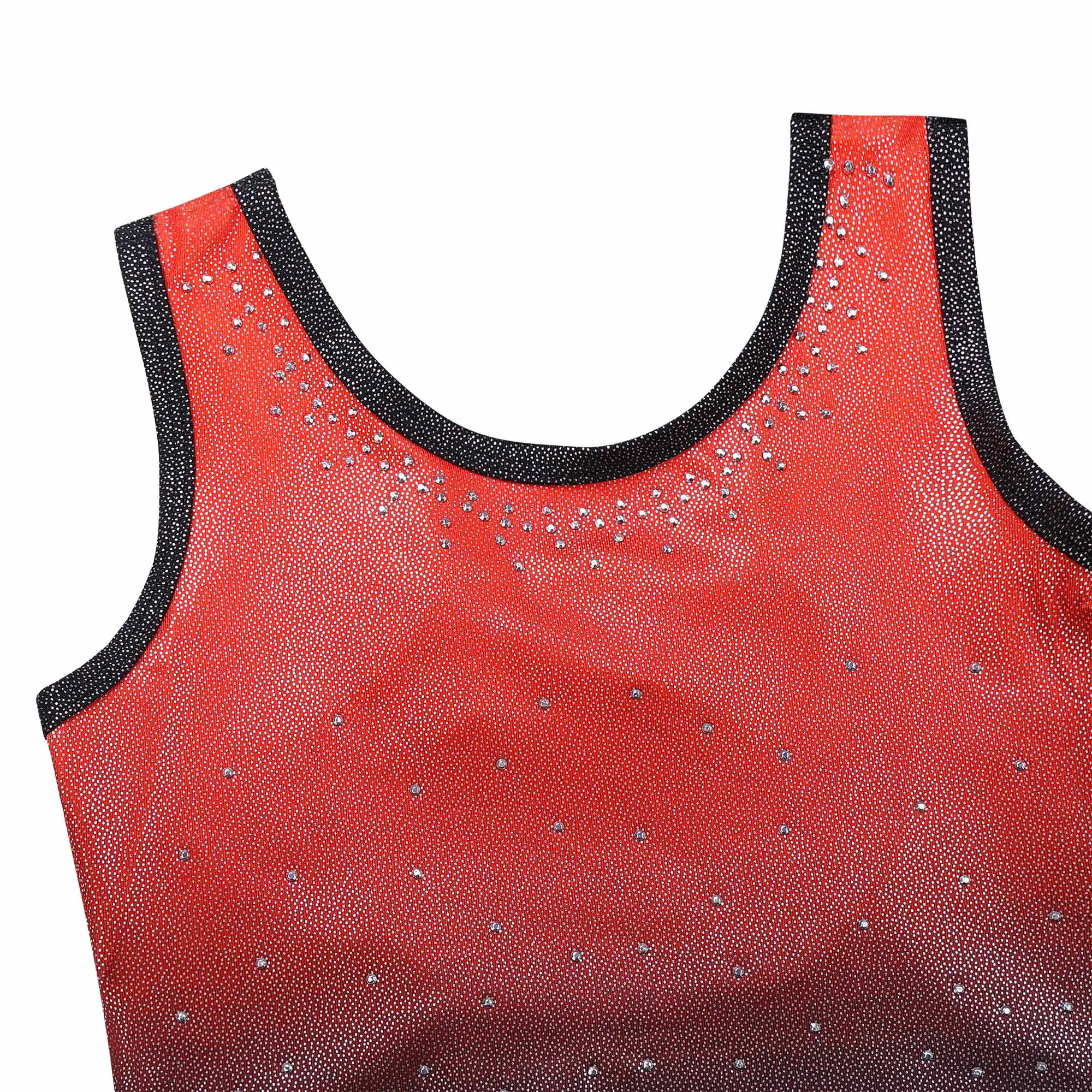 Girls Gradient Gymnastics Leotard Sleeveless Ballet Dancewear Ballerina Professional Practice Outfit Performance Costume