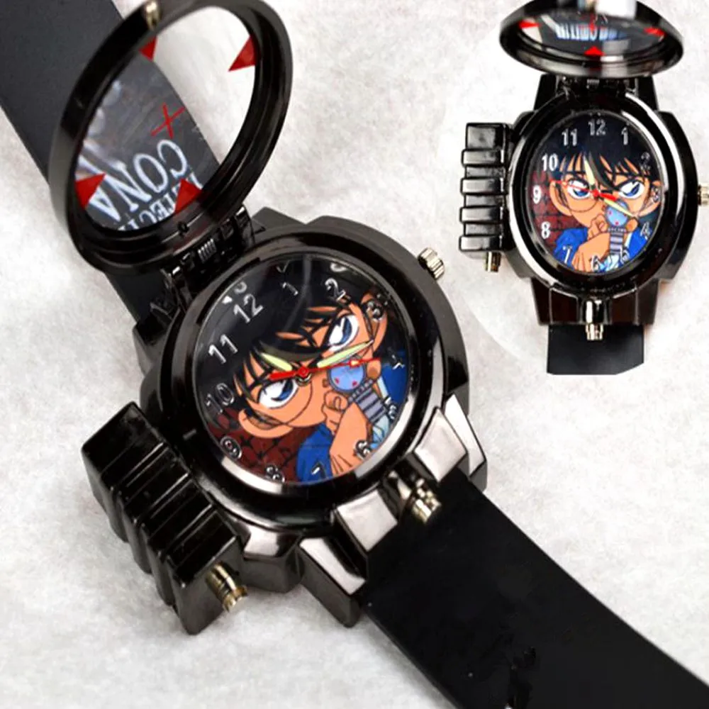 Anime-Themed Detective Conan Quartz Watch with Action Figure and Lighting Feature