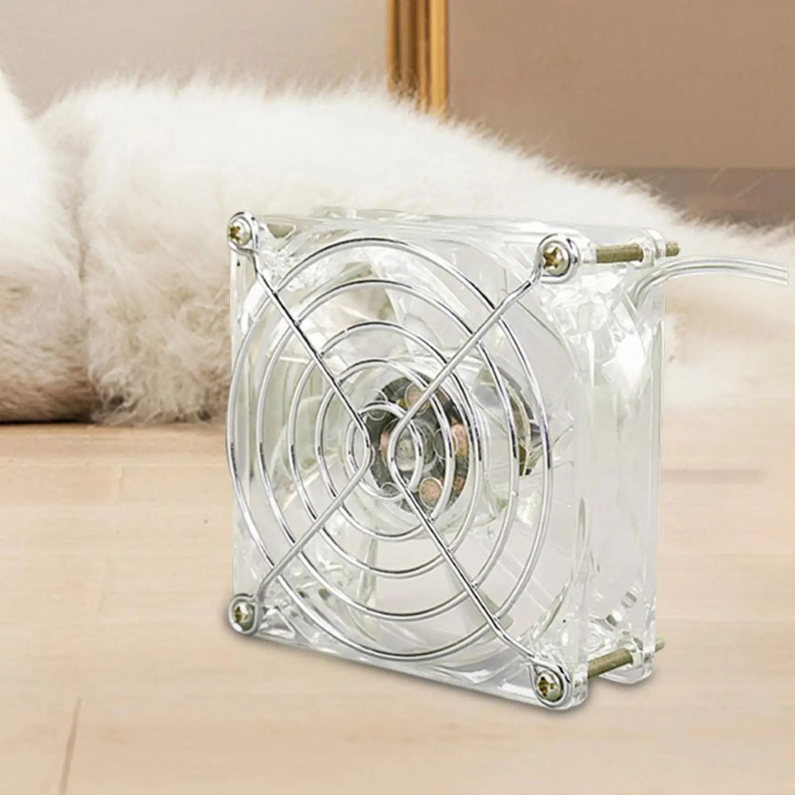 Hamster Cooling Fan Easy to Install Summer Cooling Air Fan Built in Colorful Lights for Puppy Small Dogs Bird Guinea Pig 