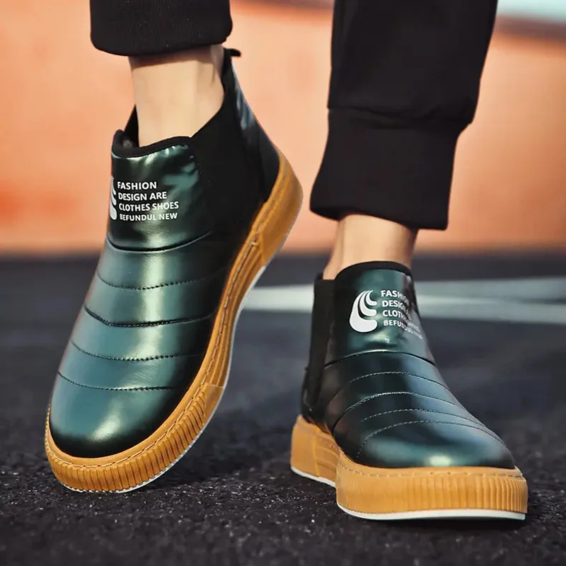 Snow Boots Men's Winter Thickened Plus Velvet Warm Casual Cotton Shoes Simple Classic Comfortable Ankle Boots Outdoor Footwear