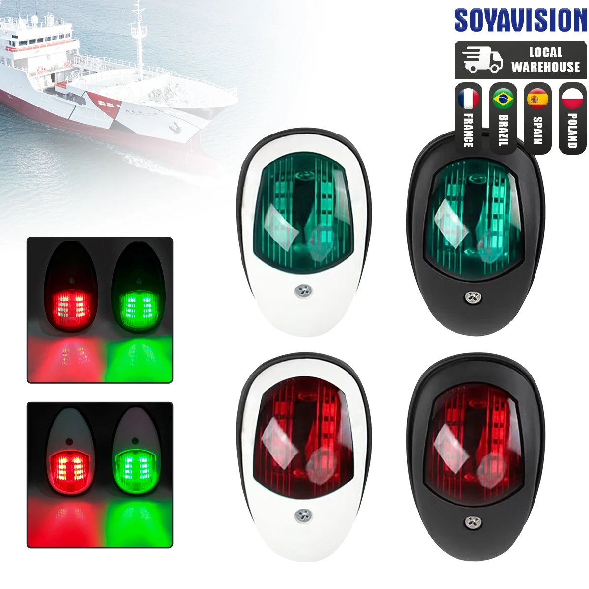 Feu De Navigation Bateau LED - Rouge/Vert - 12V-24V - Neuf, Sans Marque