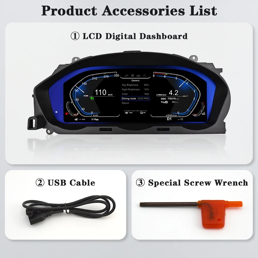 AUTOTOP Panel de instrumentos digitales para coche de 12,3 pulgadas de Mercedes Benz C W204 2011-2014, cabina Virtual de sujeción automática gasolina diésel 6