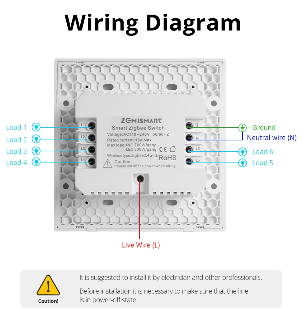 de luz de parede 4x4 com interruptor