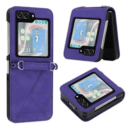 Luxury Business Leather Phone Case, Anti-Drop & All-Inclusive Design for Samsung Z Flip 5 (Purple)