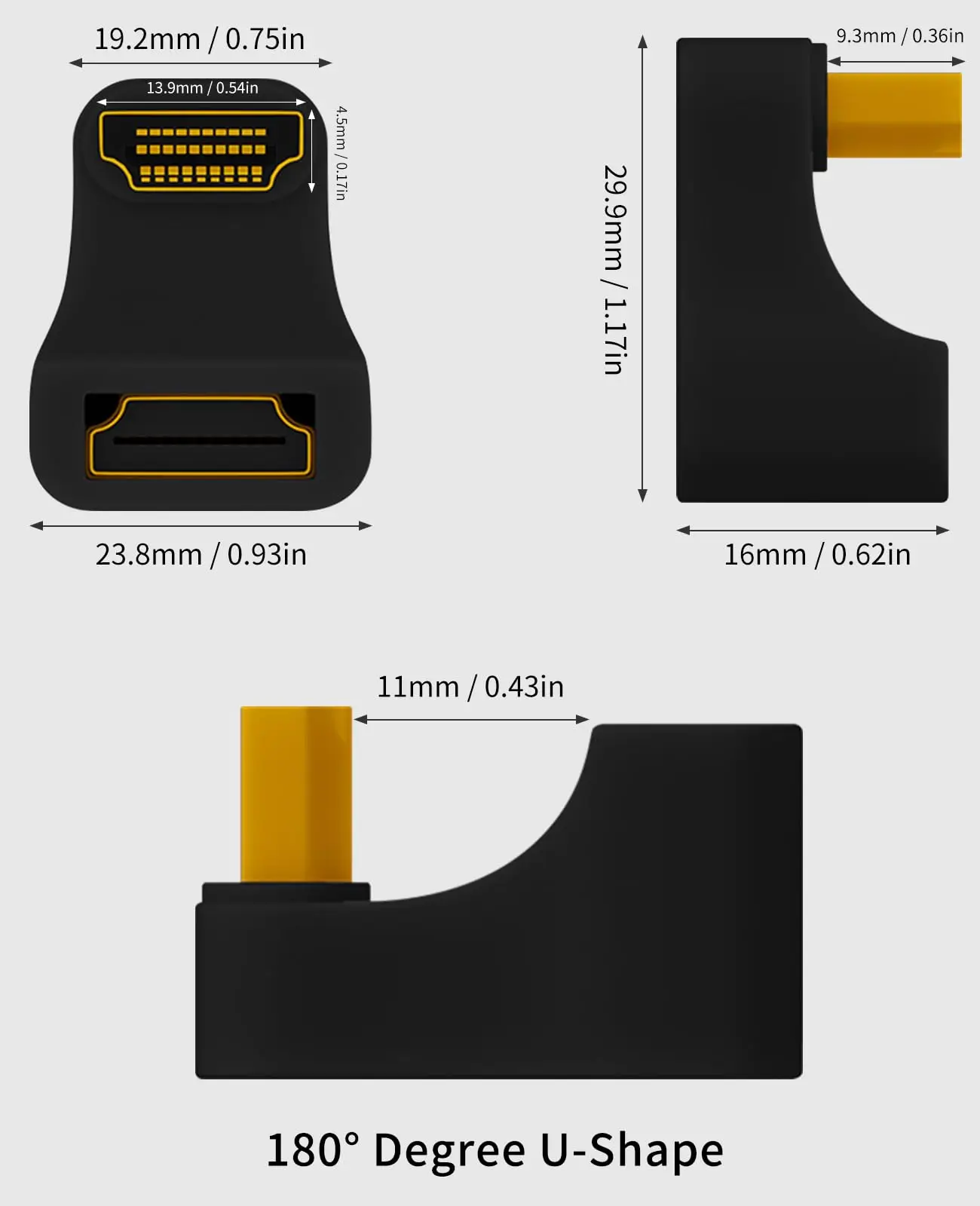محول HDTV على شكل U 360 درجة HDMI 2.1 ذكر إلى أنثى...
