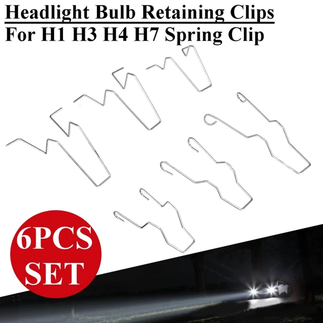 6 Clip A Molla Per Fari Auto - Ricambio 5ZHSFULLKIT Per Lampadine H1, H3, H4, H7, In Acciaio Resistente - Foto 3