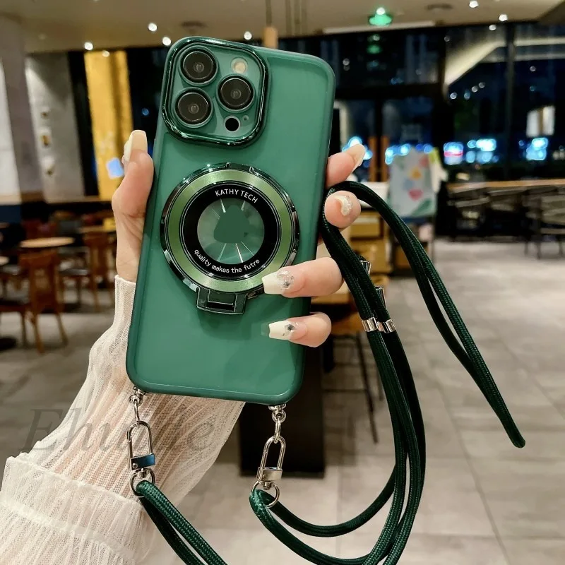 Shockproof Magnetic Wireless Stand Case with Strap and Lanyard Cover