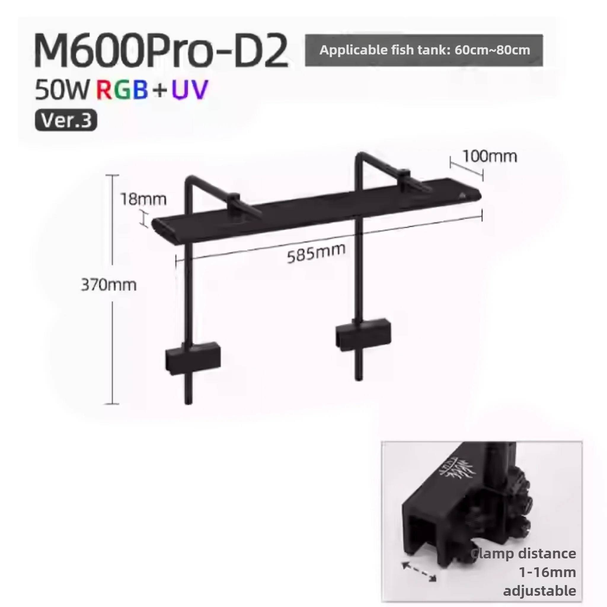 WEEK AQUA M PRO Series Aquarium Lights Full Spectrum Led RGB+UV