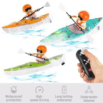 2.4Ghz Remote Control Boat W/Colorful LED Light RC Kayak Boat Innovative Realistic Paddling Design Summer Water Toys for Kids 1