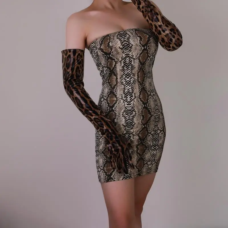 Lange Handschuhe, glänzendes Leder, PU, 61 cm, 60 cm, Kunstlack, Tierdruck, Schlangenleder, Grün, Silber, Python, modische Damen-Sexy-Fäustlinge, Cosplay – Detail 30
