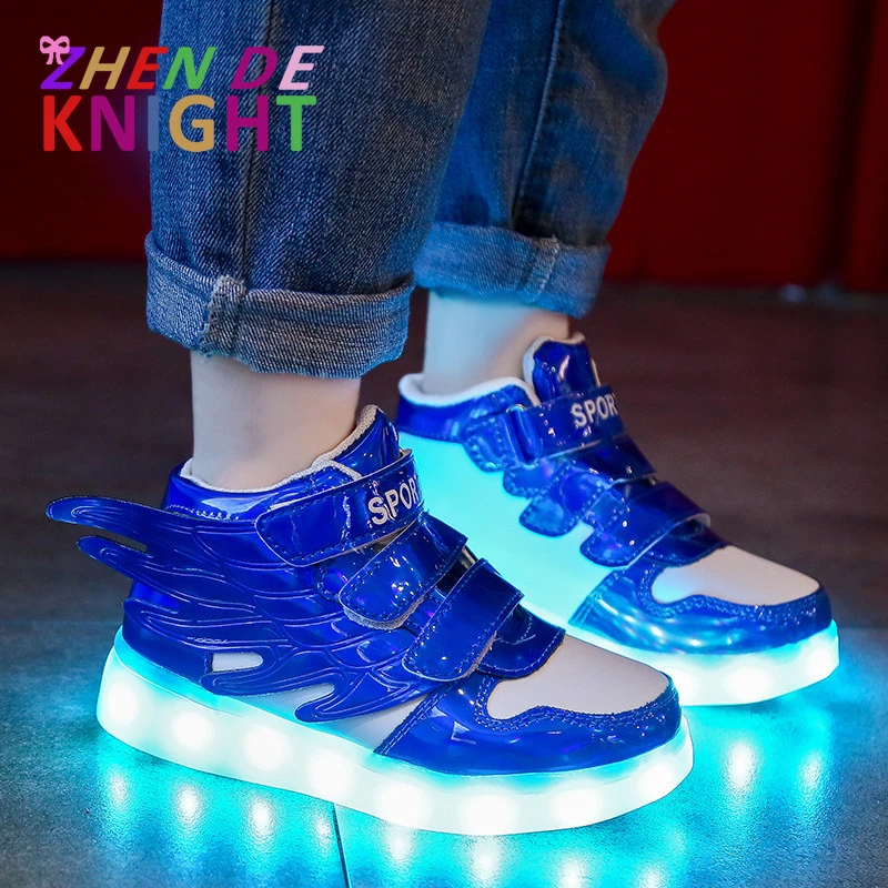 heroína Pase para saber vapor Zapatos LED para niños y niñas, zapatillas con alas brillantes con carga  USB y suela iluminada, talla 24 37|Zapatillas deportivas| - AliExpress