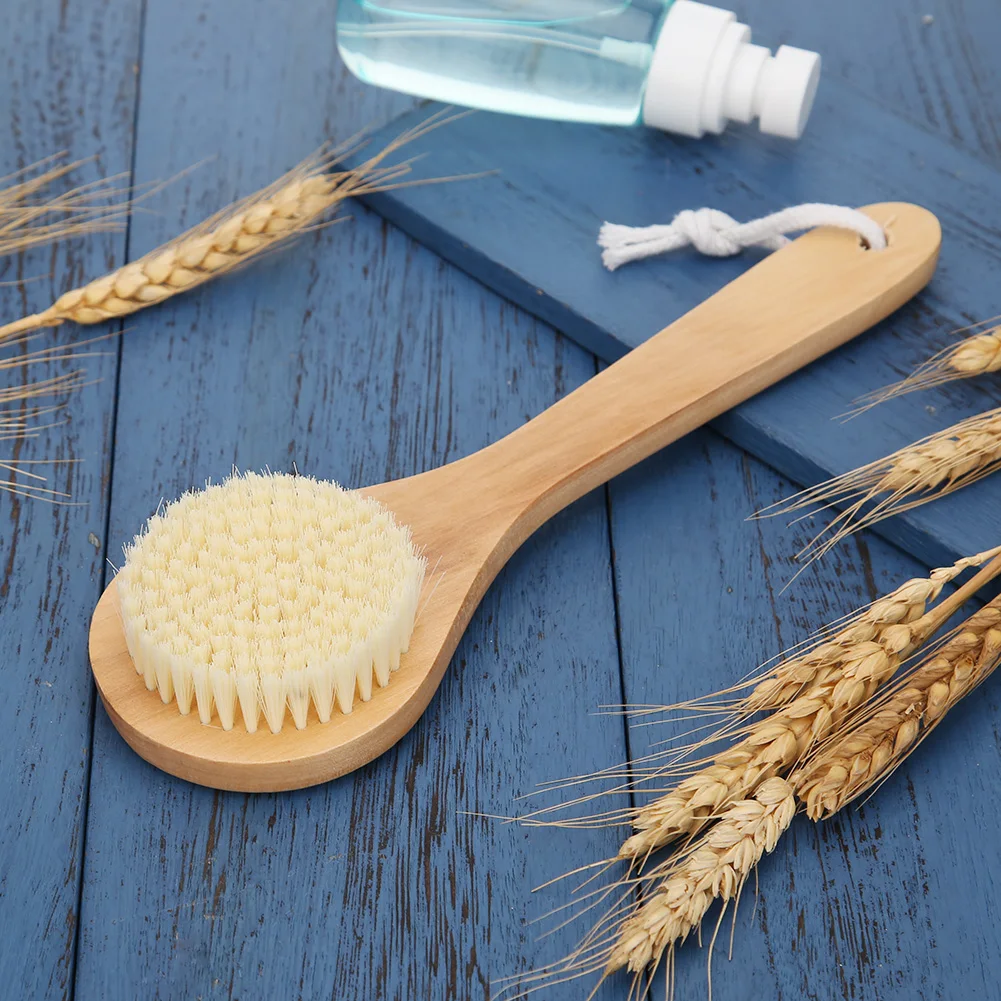 SPA Wooden Body Brush Natural Boar Bristle Organic Dry Skin Body Brush Bamboo Wet Back Shower Brushes Exfoliating Bathing Brush 4