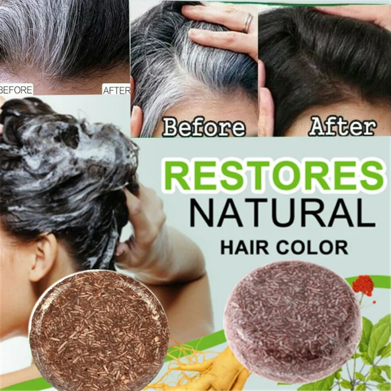 100% Natural Organic Conditioner Soap Hair Darkening Shampoo Moisturize Repair Gray White Hair Color Dye Treatment Bamboo