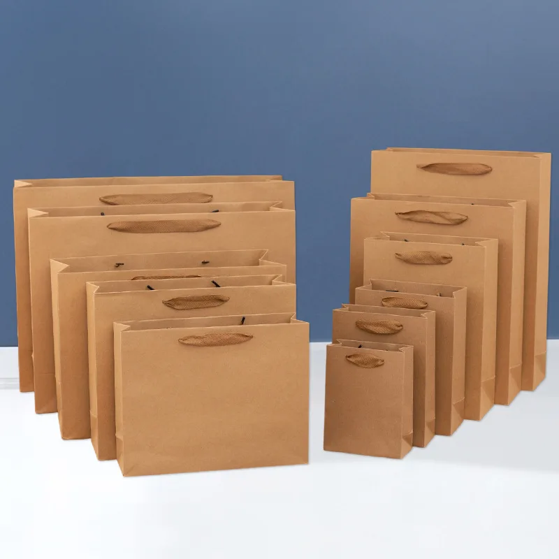 10pcs Kraft Gift Bag Store Clothes Shoes Packaging Birthday