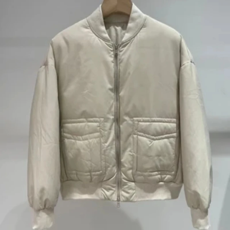 

Autumn and Winter Women Thickened White Duck Down Jacket Stand Collar Casual Baseball Jacket 2023