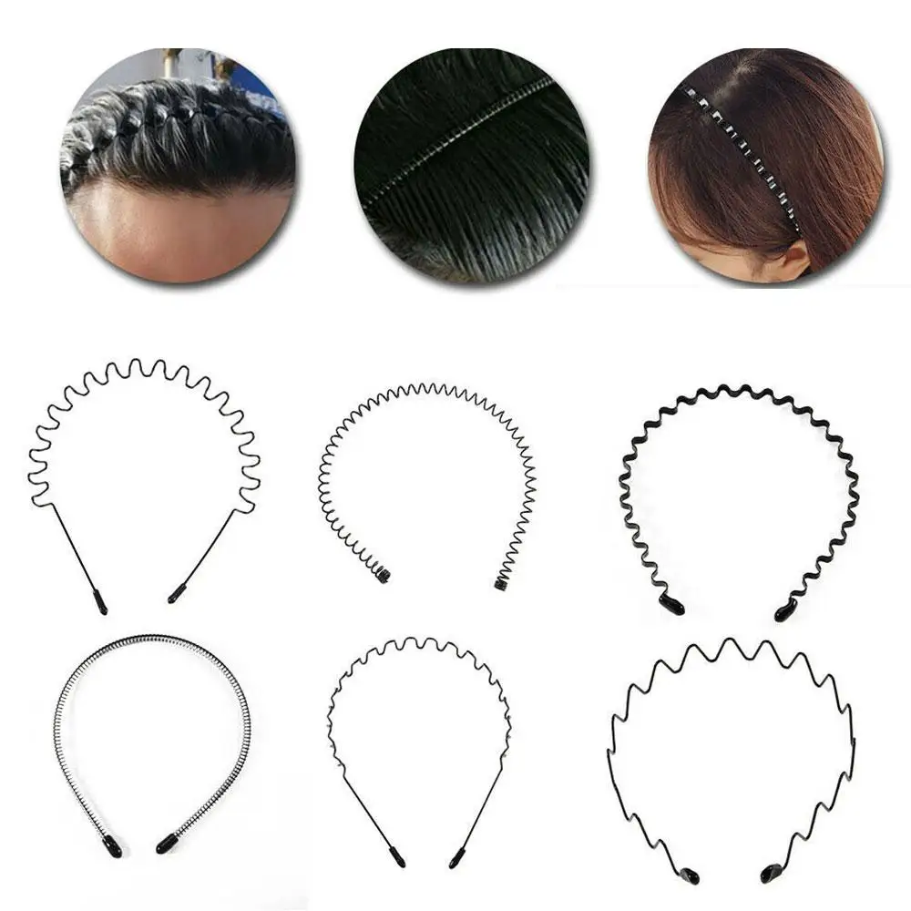 Metall-Haarbänder für Damen und Herren – gewelltes Zickzack-Design, rutschfeste Stirnbänder für alle Haarlängen – Detail 1