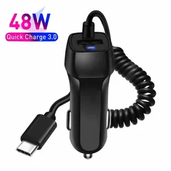 High - Power 48W Car Charger with Dual Cables - Universal Compatibility (For ios)