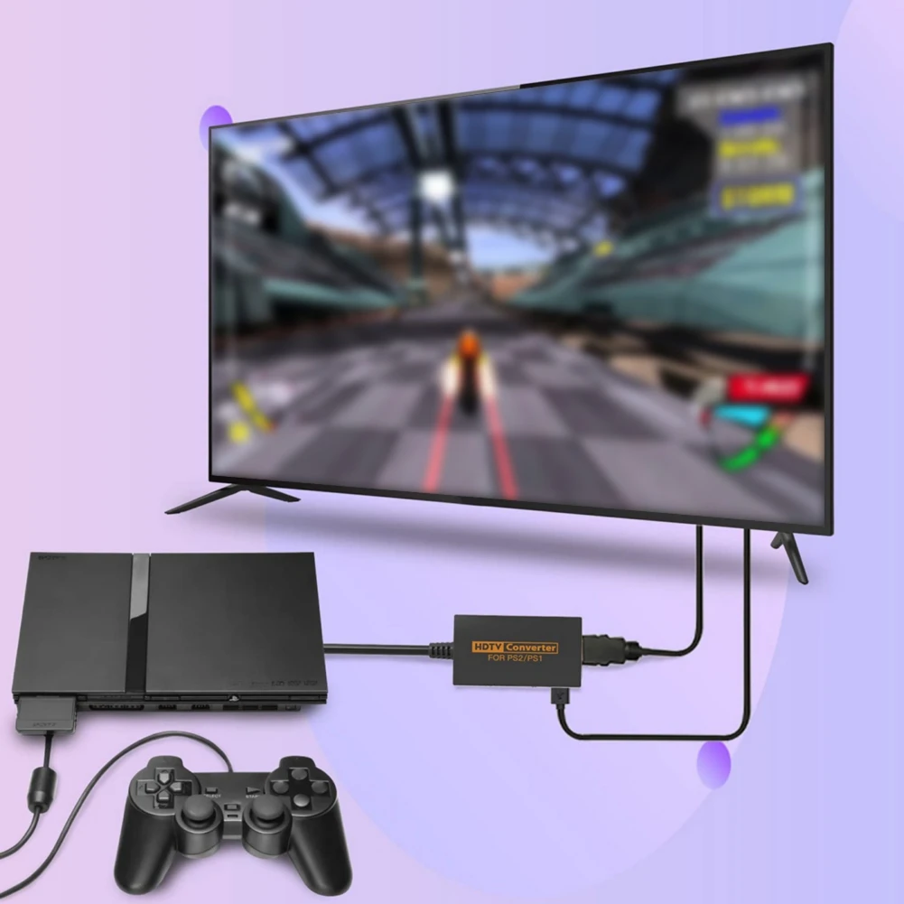 YDF PS2 HDMI Converter, Supports 4:3 and 16:9 Aspect Ratios, Toggle Switch  for Easy Use