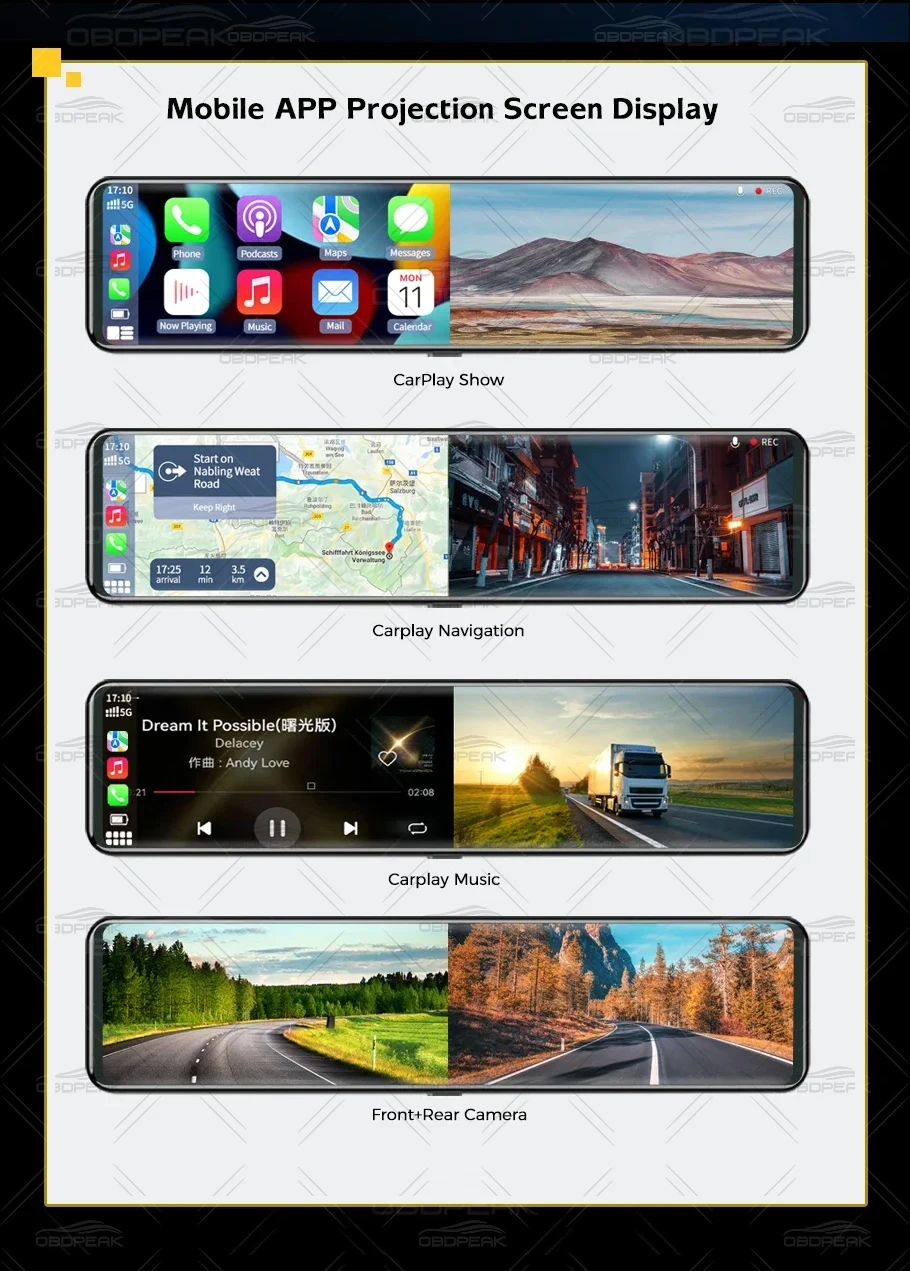 K4 11.26 Inch Carplay & Android Auto 4K 2160P Wifi Dash Cam Rearview Mirror Car