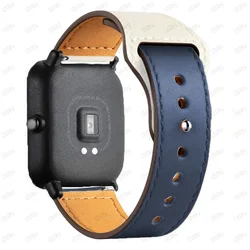 Elegant Leather Watch Strap Bracelet - 20mm/22mm - Amazfit Bip - U - S - lite (Blue White 19)