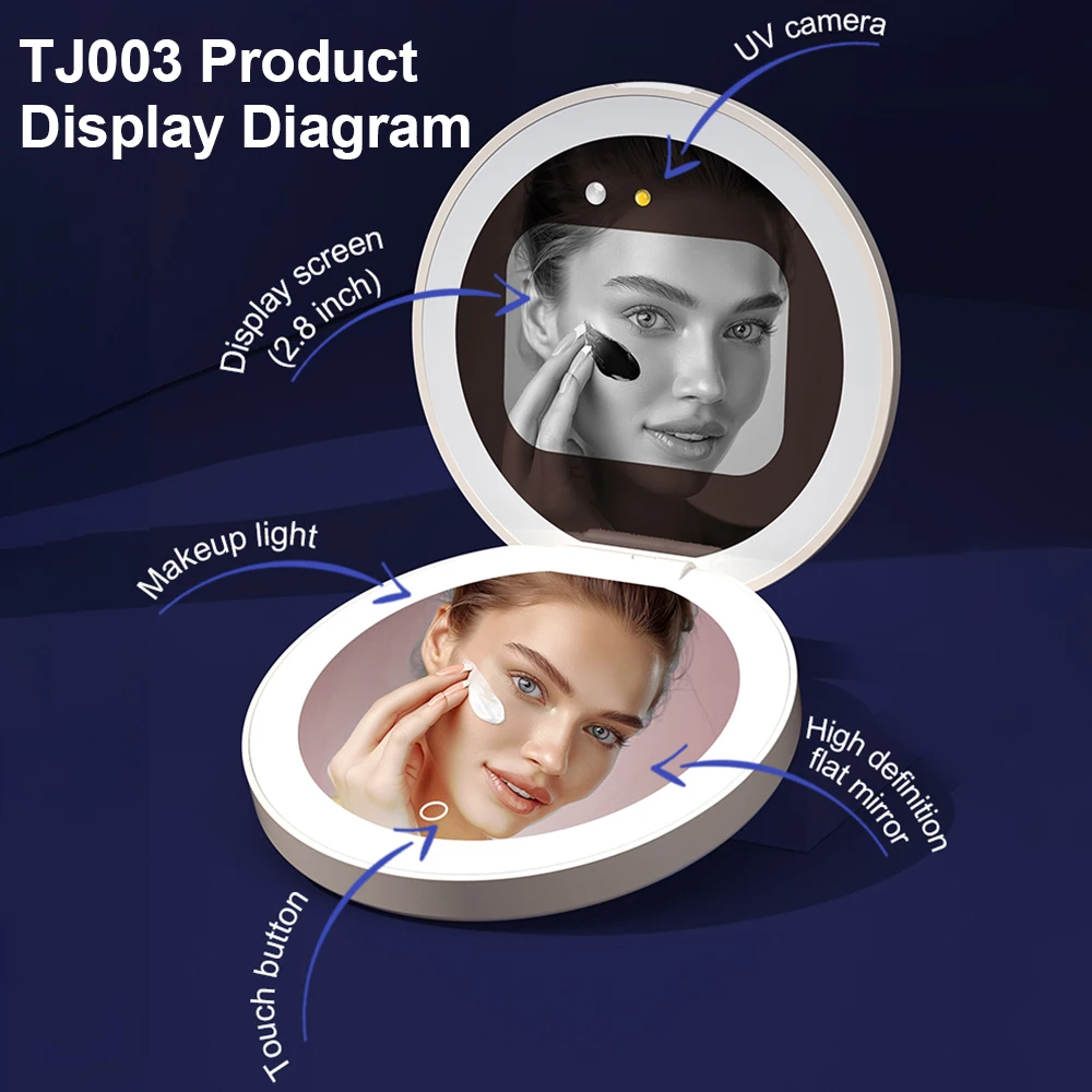 Makeup Mirror TENGMIR UV Smart Sunscreen Makeup Mirror Sunscreen detection mirror UV mirror sunscreen Testing Portable LED light makeup