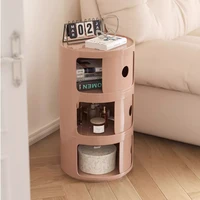 Table de chevet ronde en plastique avec tiroirs, boîte de rangement pratique, armoire de chevet, décor Chic pour chambre à coucher et salon 4
