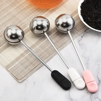 304 Stainless Steel Tea Strainer Creative Rotating Spherical Tea Infuser with Handle Scoop Shape Tea Filter Set Tea Accessories