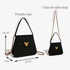 Disney Mickey Retro Diamond Diamond Lattice Bag Female Commuting Shoulder Bag Pure Black Premium Handbag 2