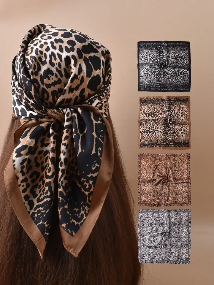 Leopard Print Bohemian Style Hair Wrap Scarf