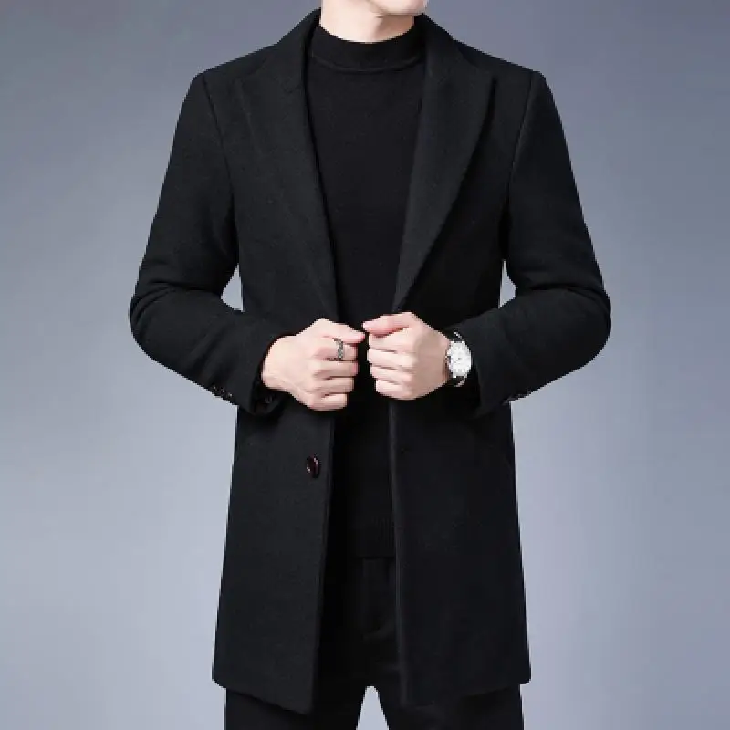 

Nice Fashion Men Wool Blends Mens Casual Business Trench Coat Mens Leisure Overcoat Male Punk Style Blends Dust Coats Jackets