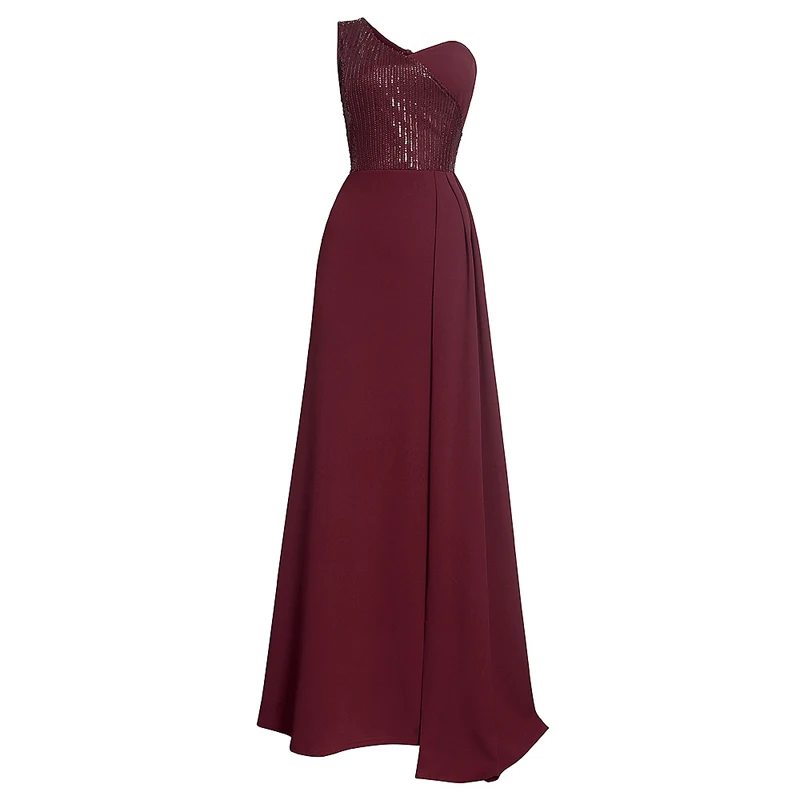 

2022 Summer Women Wedding Party vestido de festa Elegant Ladies One Shoulder Sequined Cocktail Long Maxi dress
